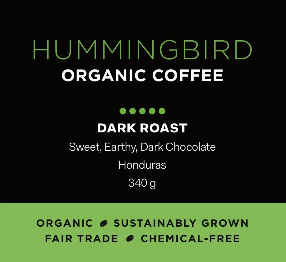 Hummingbird Hummingbird (Honduras Dark ߆) 5 lb Whole Beans